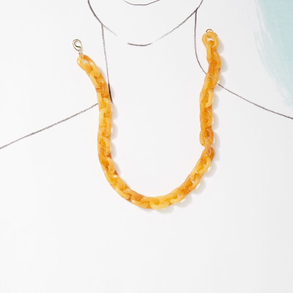 Anthropologie Honey Amber Chain-Link Necklace